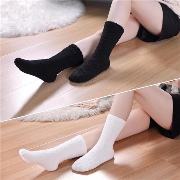 Womens Fuzzy Slipper Socks Super Soft Microfiber Fluffy Cozy Winter Warm Fuzzy - Picture 2 of 7
